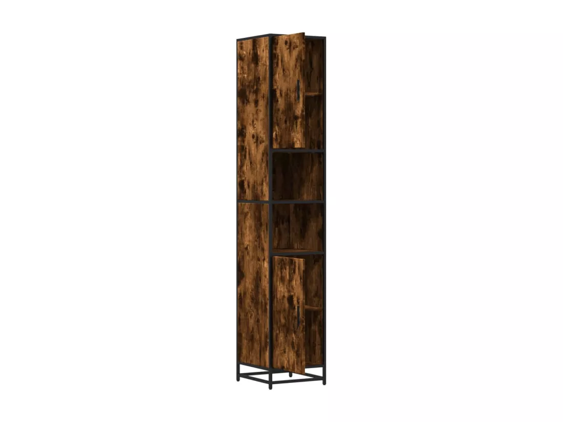 Armoire de salle de bain chêne fumé bois d'ingénierie et métal