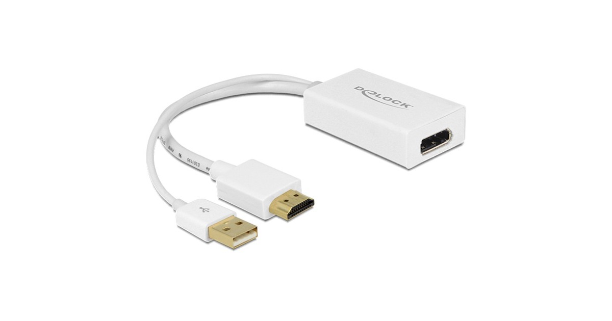 DeLOCKHDMI-A (male) > DisplayPort 1.2 (female) adapter  (Wit, 0,245 meter)