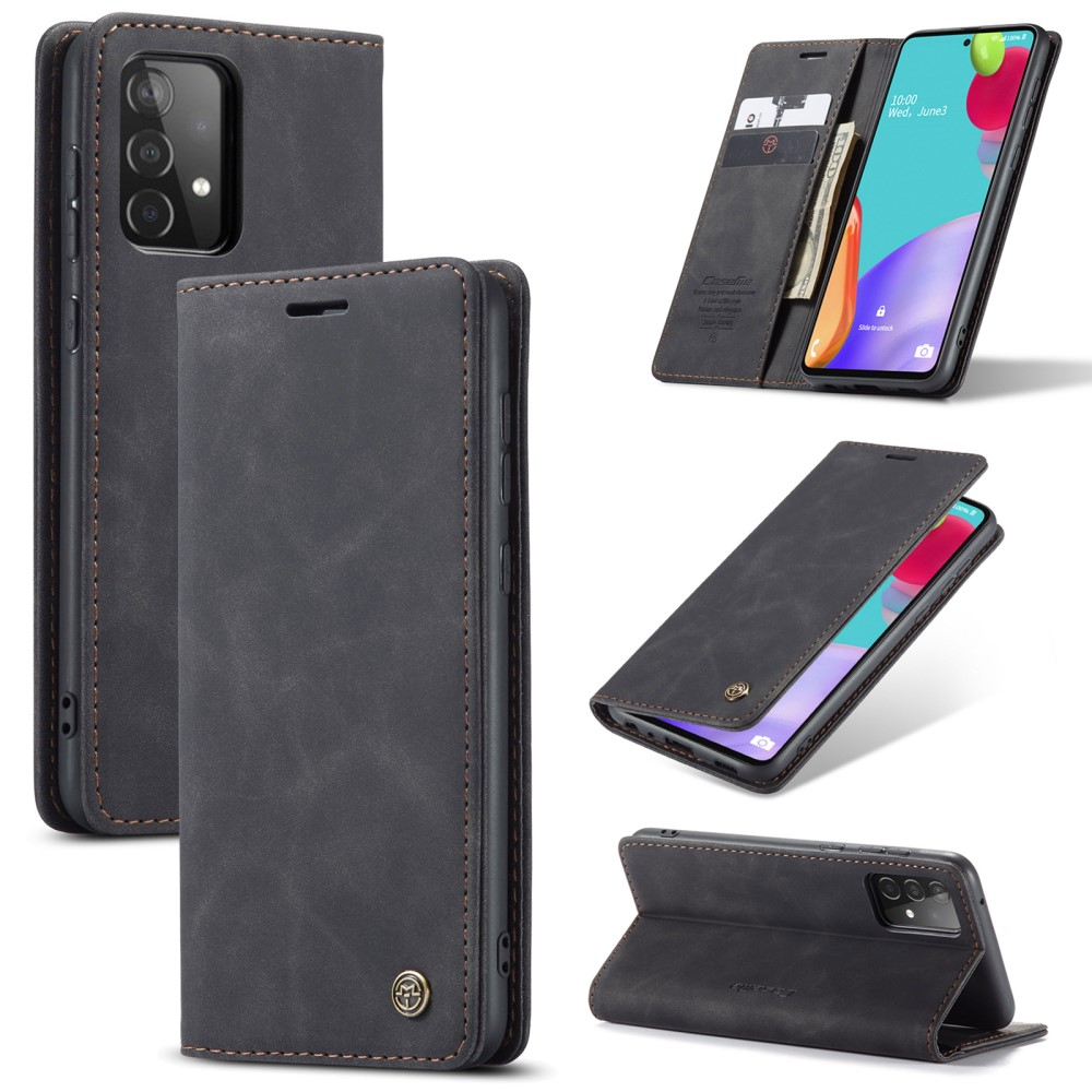 Samsung Galaxy A52s 5G / A52 (5G) Leder Tasche Flip Wallet Etui mit Kartenfächern - Schwarz