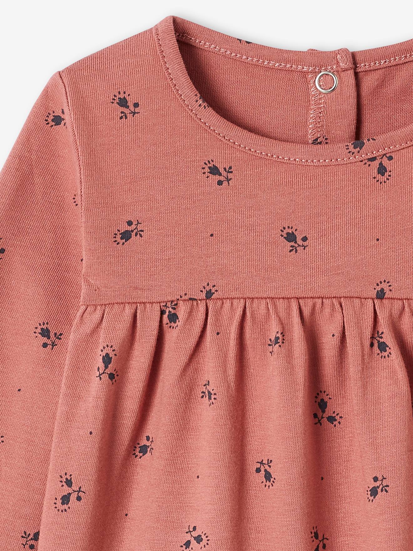 Camiseta estampada para bebê menina na cor rosa antigo