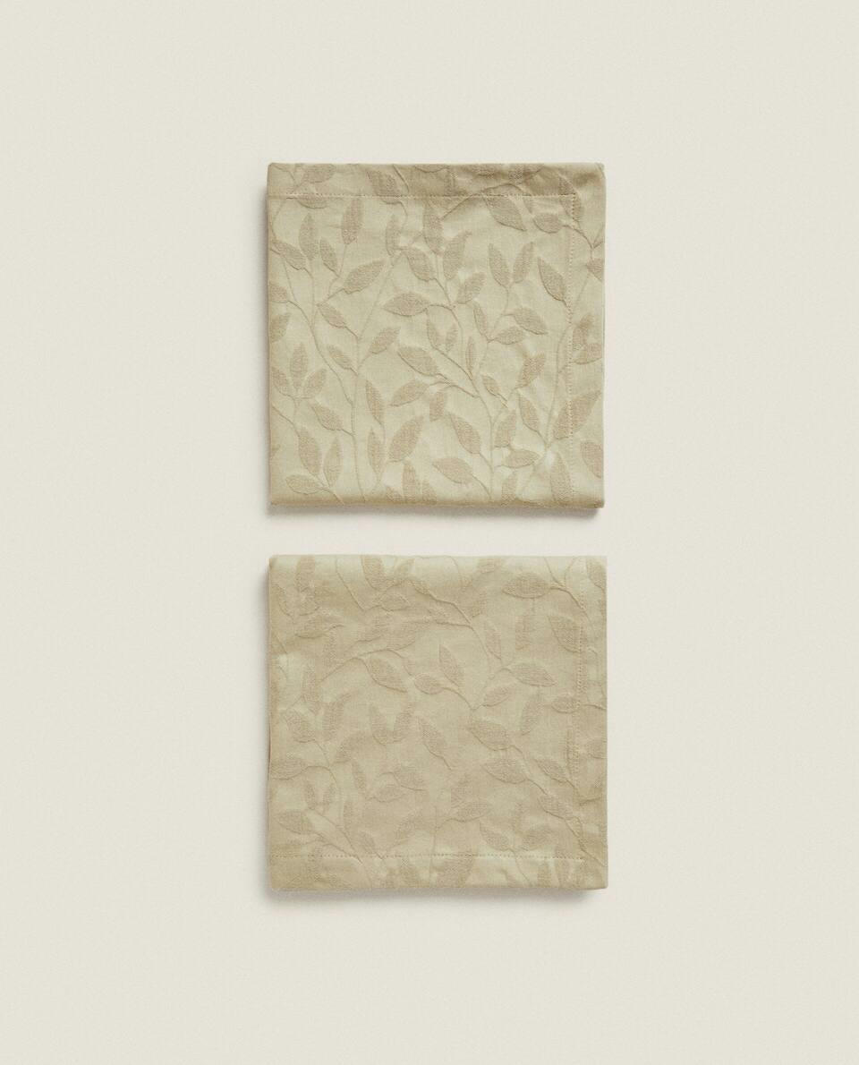 Guardanapos Jacquard com estampa de folhas (pacote com 2)
