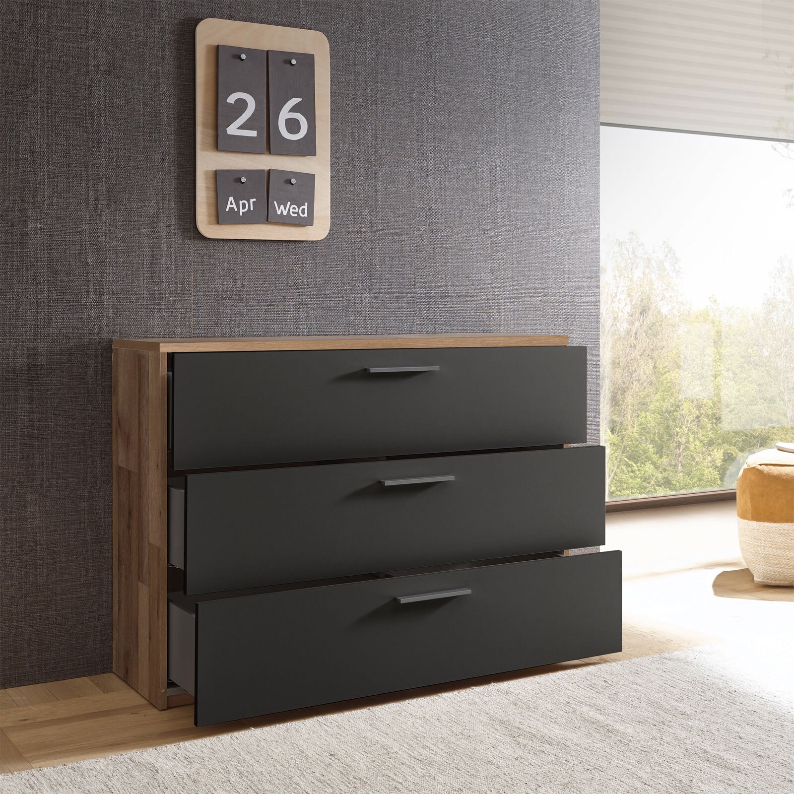 Kommode Rivoli Montana Oak-Optik/Graphit 120x85x38 cm