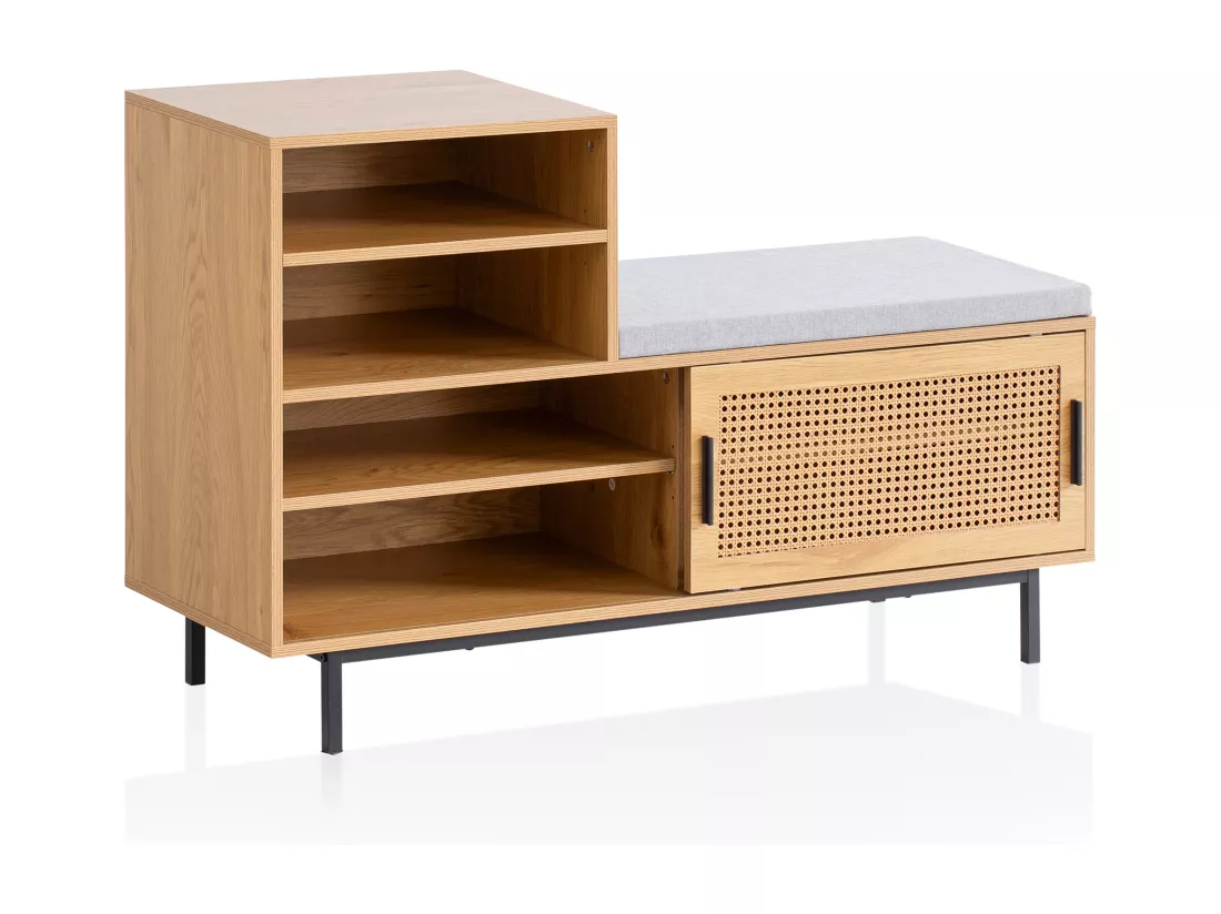 Banc de Rangement à Chaussure Entrée 120 cm Étagère a Chaussures Chêne