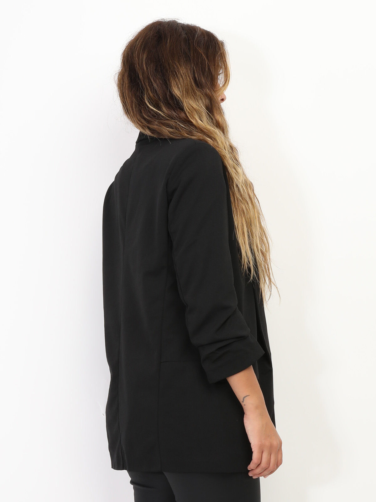 Blazer à manches plissées- Noir