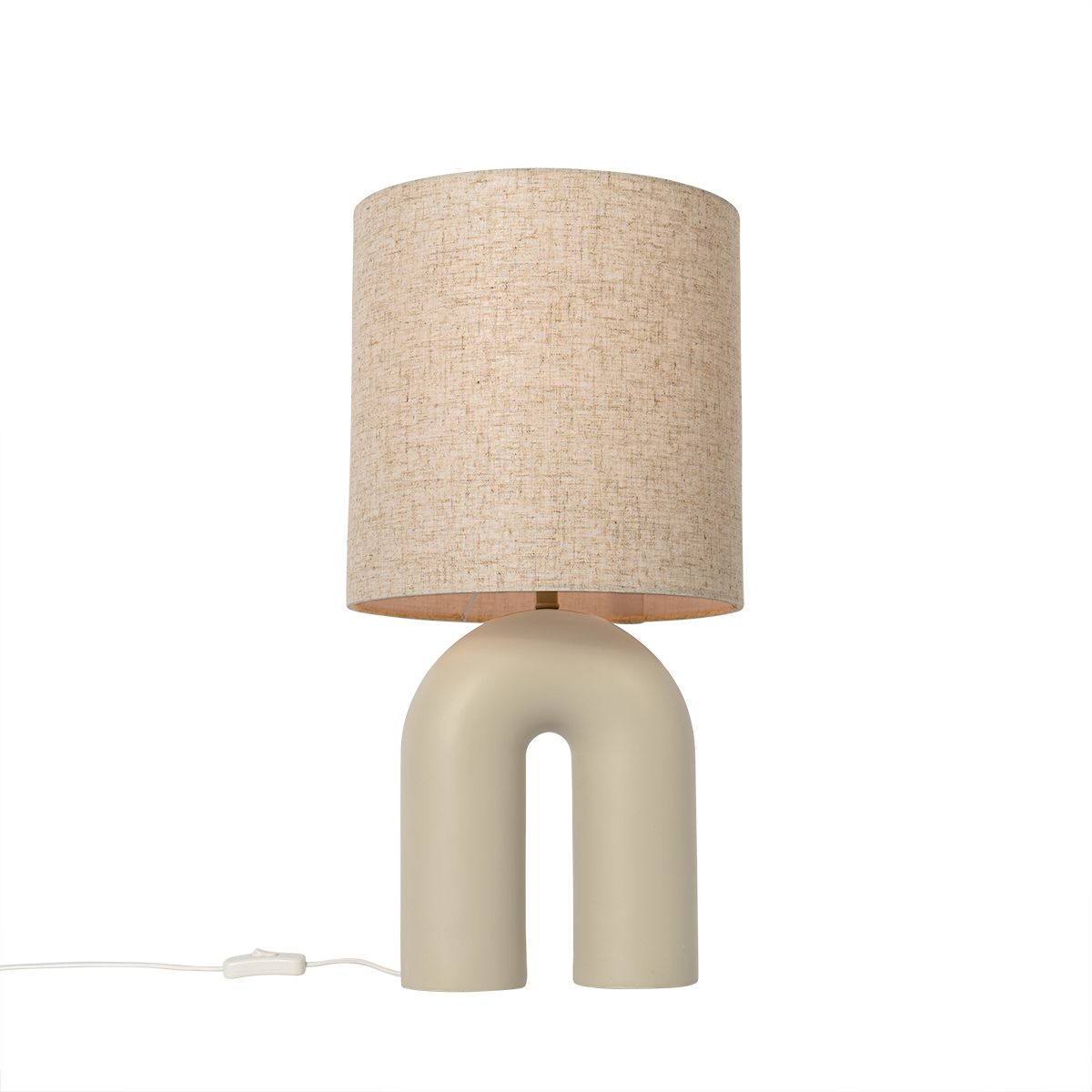 Scandinavische tafellamp beige met linnen kap beige - Lotti