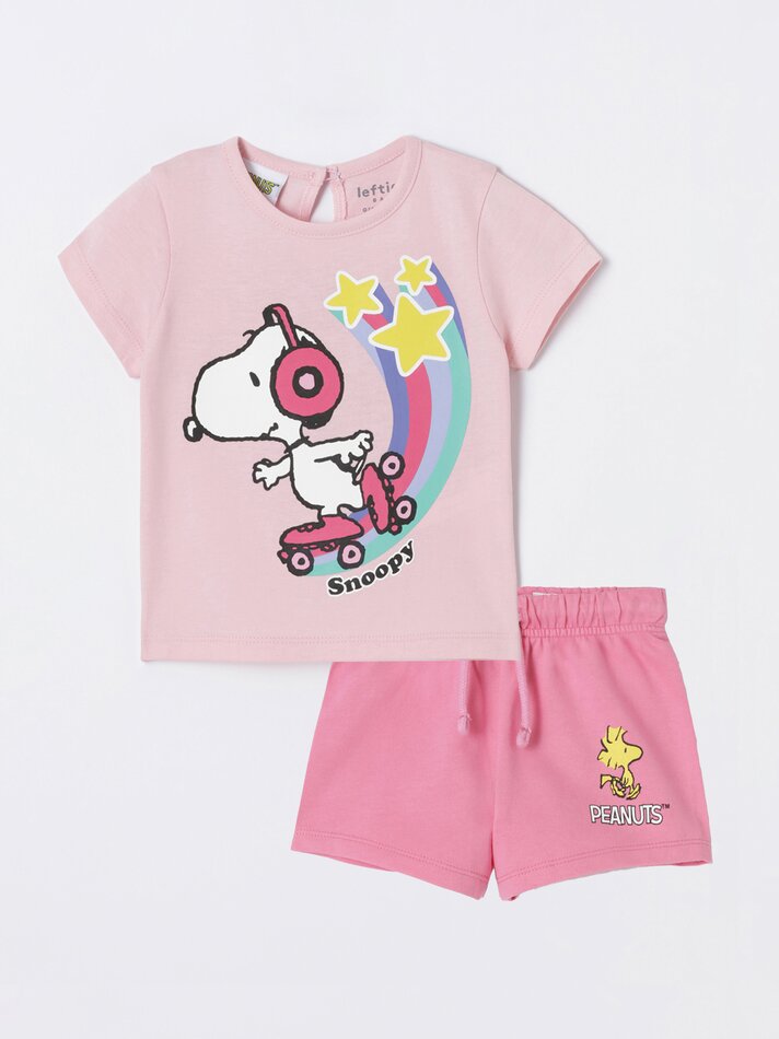 Conjunto de camiseta e shorts Snoopy Peanuts™ - Rosa Pastel