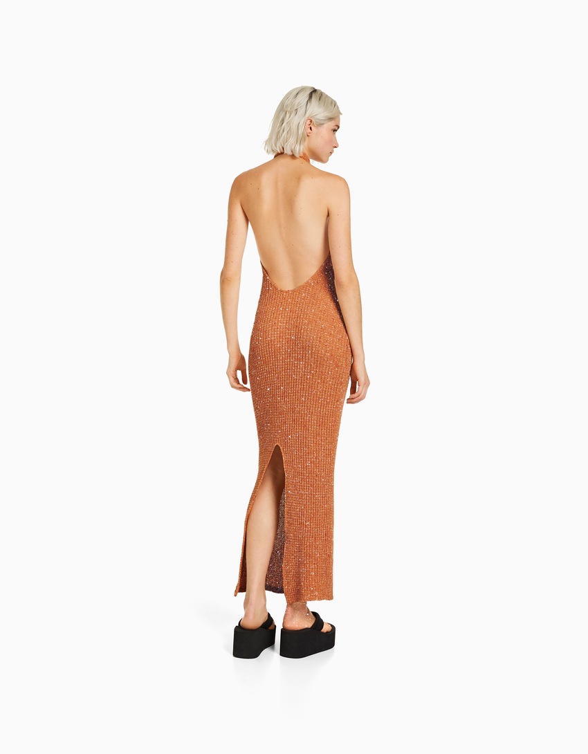 Vestido longo rústico brilhante
