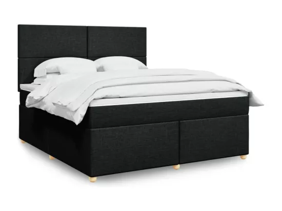 Sommier à lattes de lit avec matelas Noir 180x200 cm Tissu