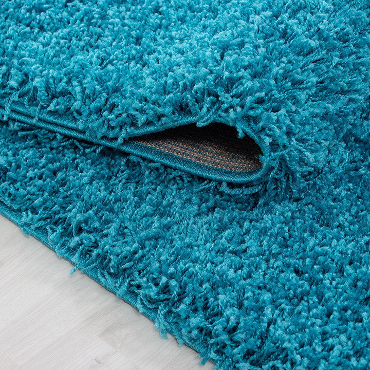 Rond hoogpolig vloerkleed - Sade Turquoise | Tijdloos