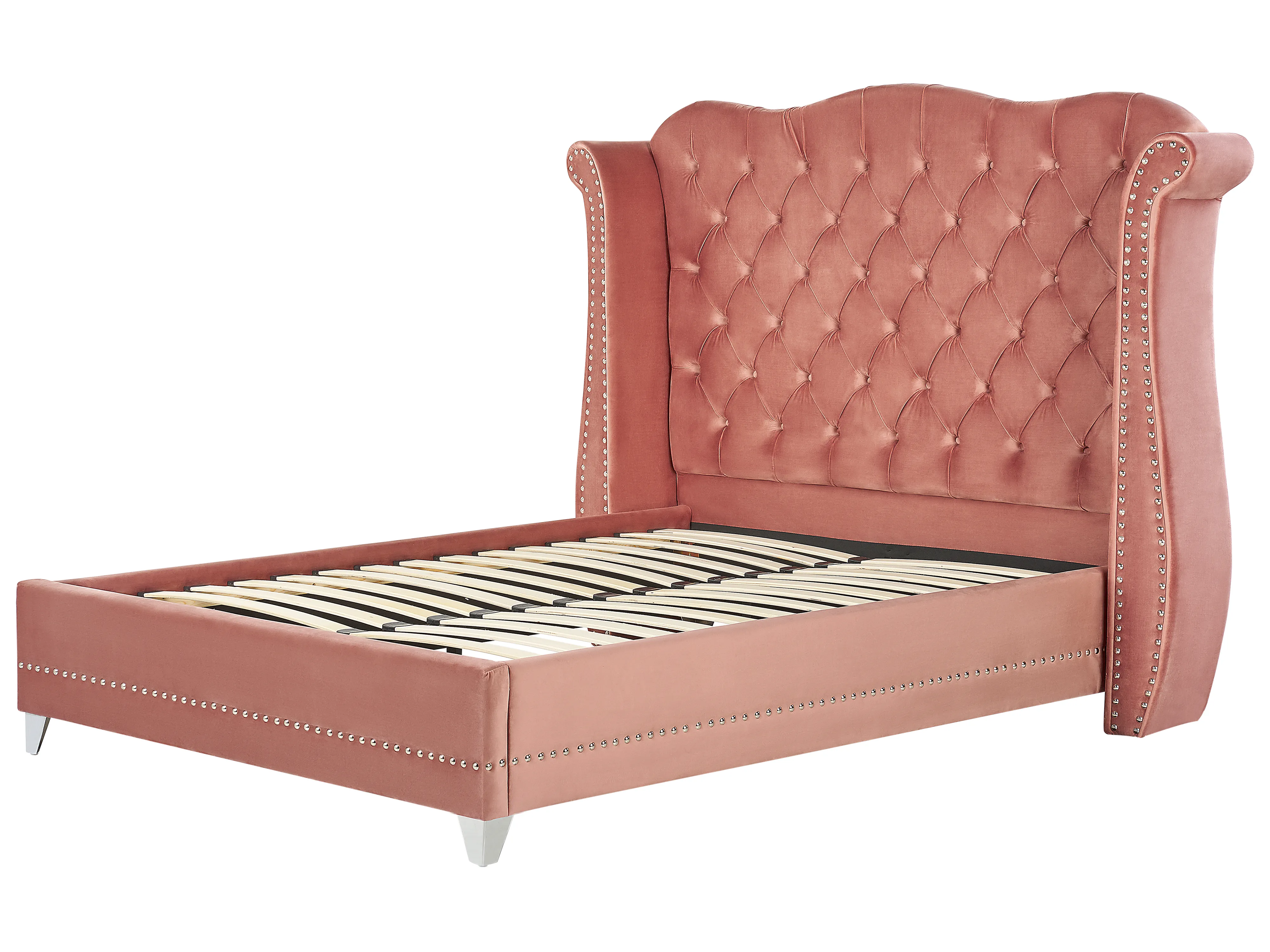 Bed Fluweel AYETTE 160 x 200 cm Roze