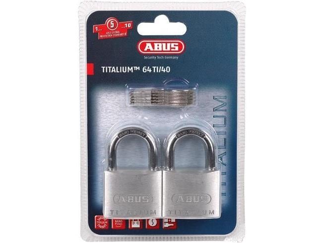 Abus Vorhängeschloss 64TI/40 Twins, 2 Stück Schloss