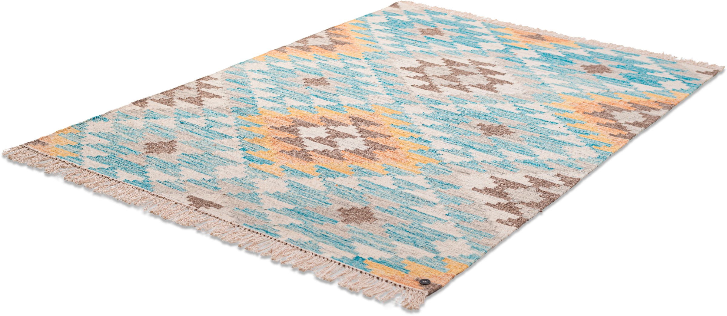 TOM TAILOR HOME Teppich »Check Kelim« rechteckig 5 mm Höhe handgewebt, mit Fransen, Boho-Style