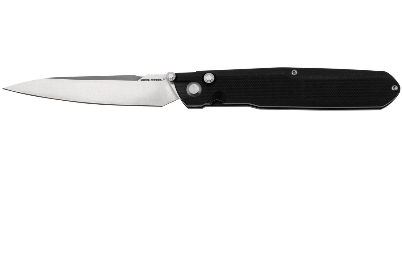 Real Steel G5 Metamorph Button Lock 7831B Satin 14C28N, Black G10, zakmes, Ostap Hel design