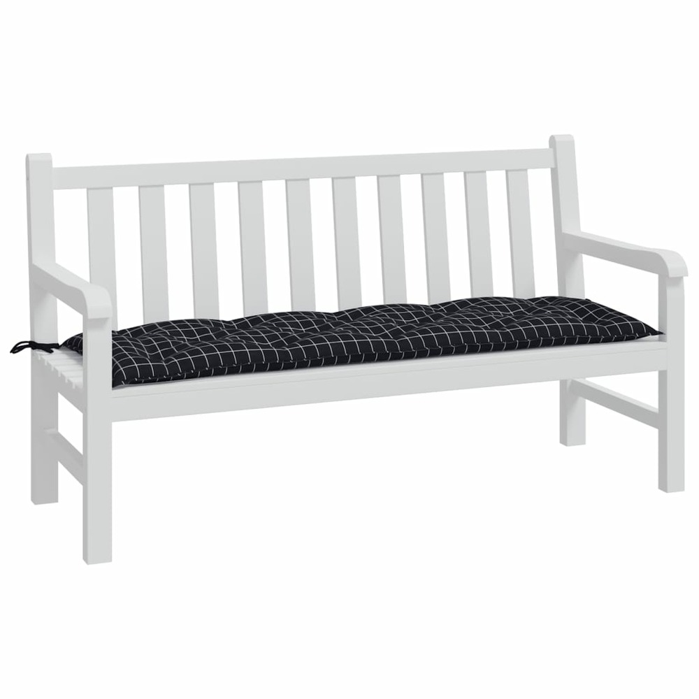 Coussin de banc de jardin carreaux noir 150x50x7cm tissu oxford