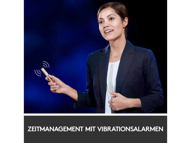 Logitech Presenter Spotlight Gold Innovative Presenterlösung im minimalistischen Design mit digitalem Laserpointer und 30m Reichweite