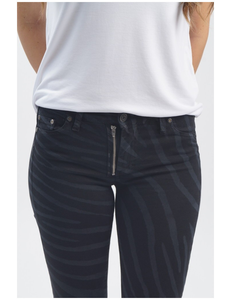 PLEASE PANTALON SKINNY ZIP ZÉBRÉ
