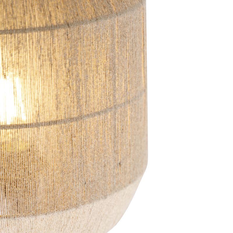 Oosterse wandlamp zwart met jute touw - Riki
