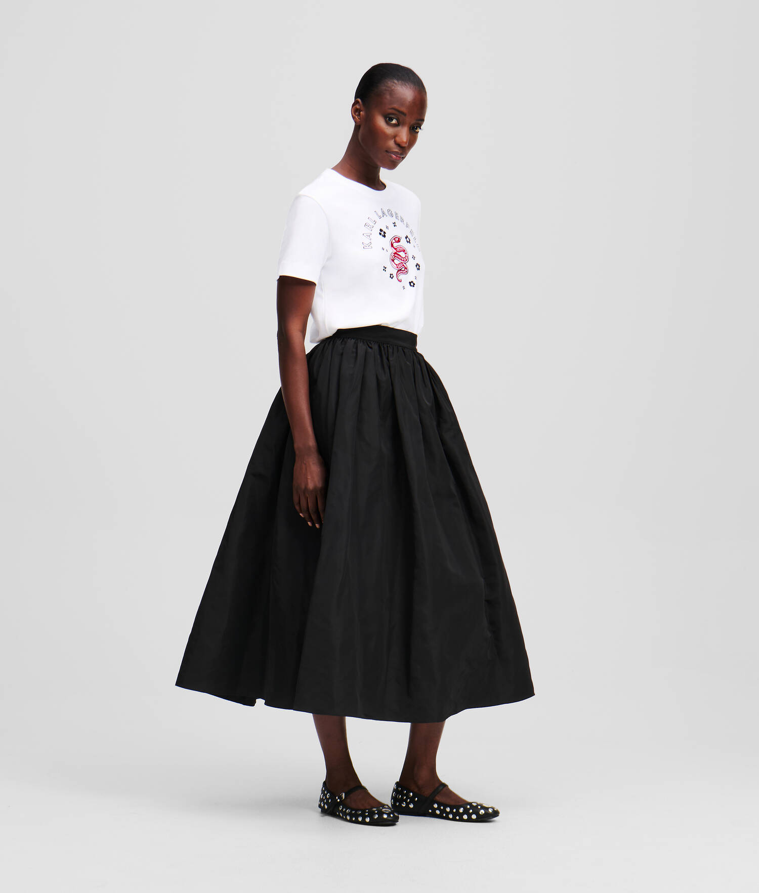 JUPE VOLUMINEUSE LONGUEUR MIDI - Noir