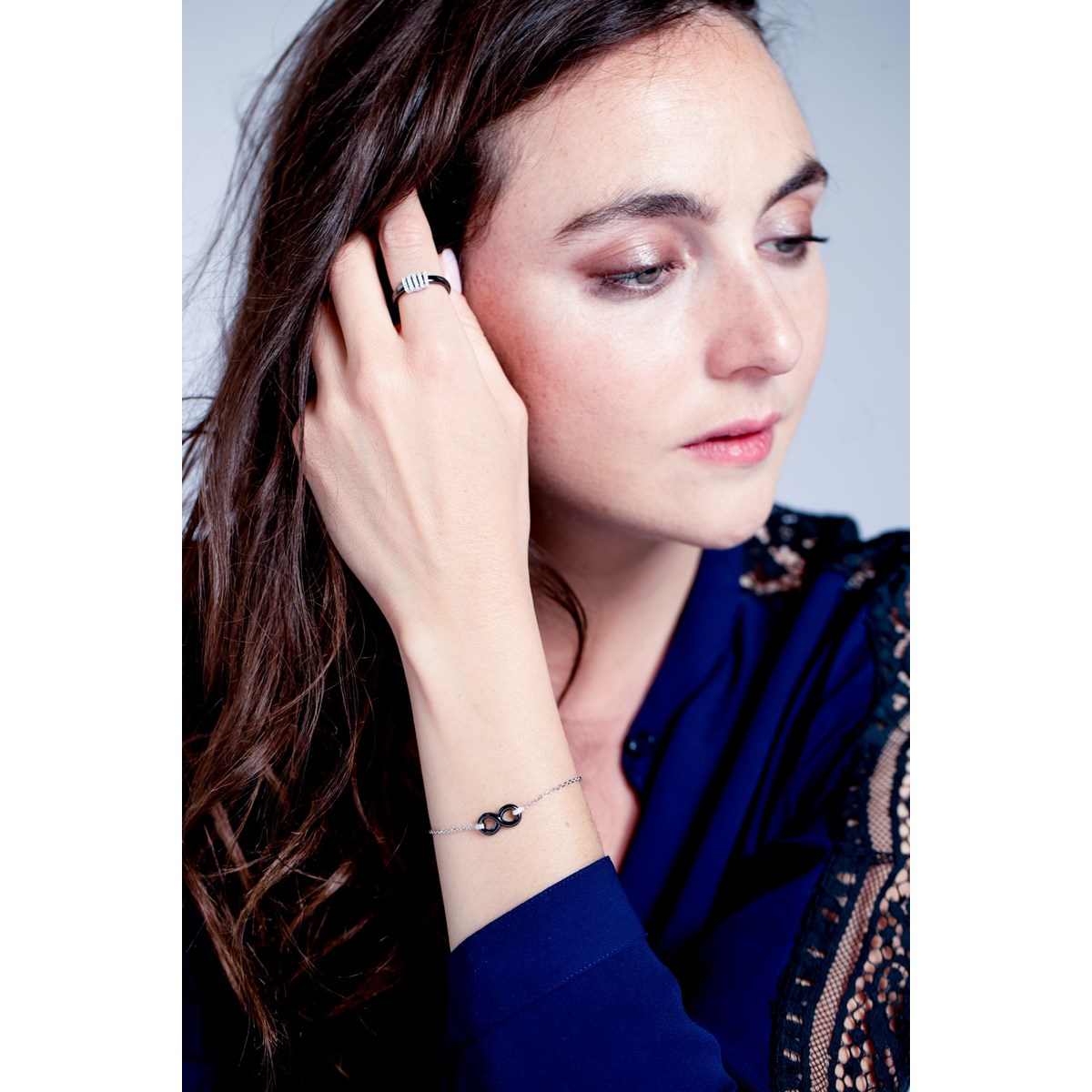 Bracelet souple en Argent avec oxyde de zirconium blanc