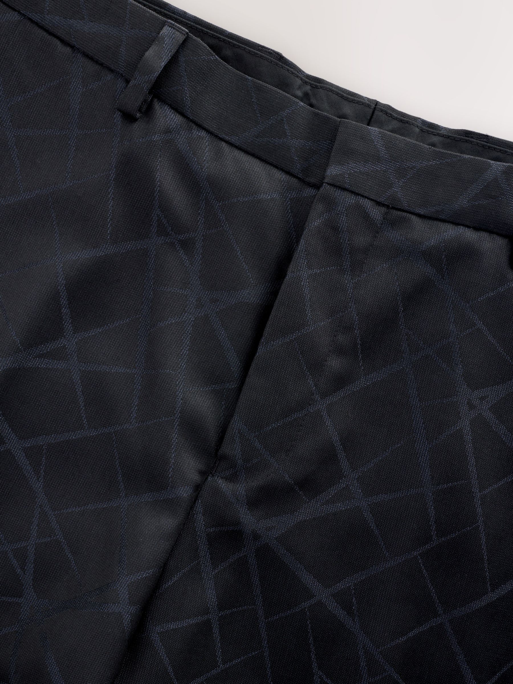 Zwart - Slim Fit Jacquard Texture Tuxedo Suit Trousers