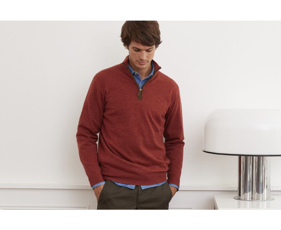 Pull col zippé homme laine Epice Chiné - KEITHY