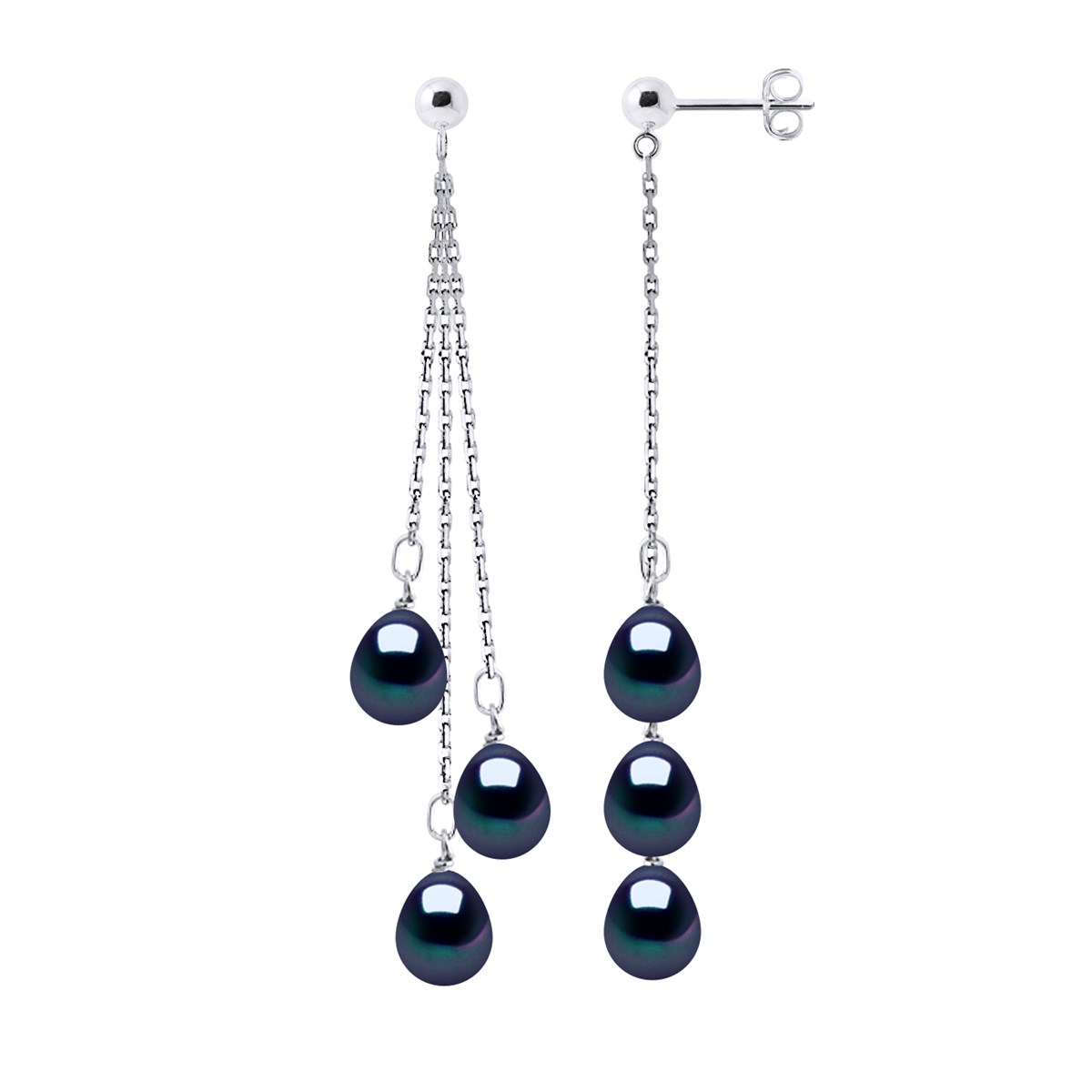 STELLA - Boucles d'Oreilles Perles d'Eau Douce 7-8 mm Blanches Or Blanc