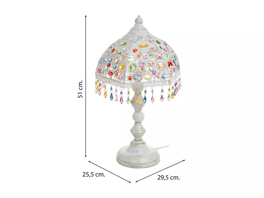 Lampe en métal avec perles en cristal acrylique colorées