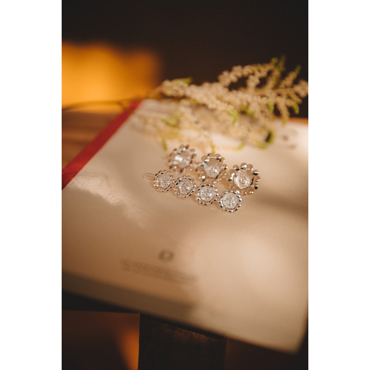mini barrette fleur plaqué argent - THÉIA