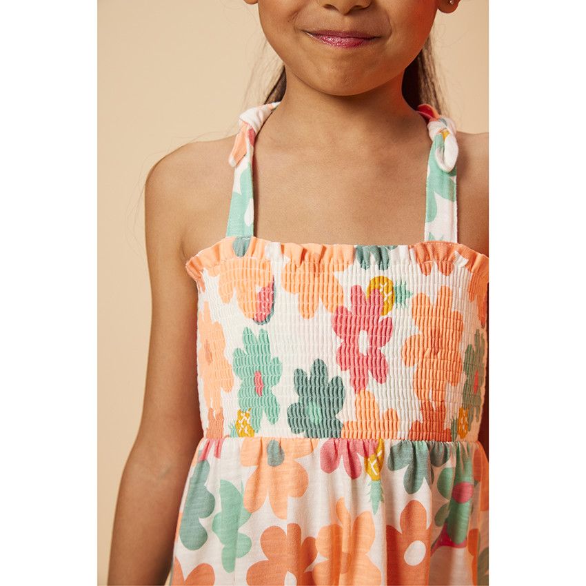 Robe en jersey imprimé fleurs pour fille - Blanc