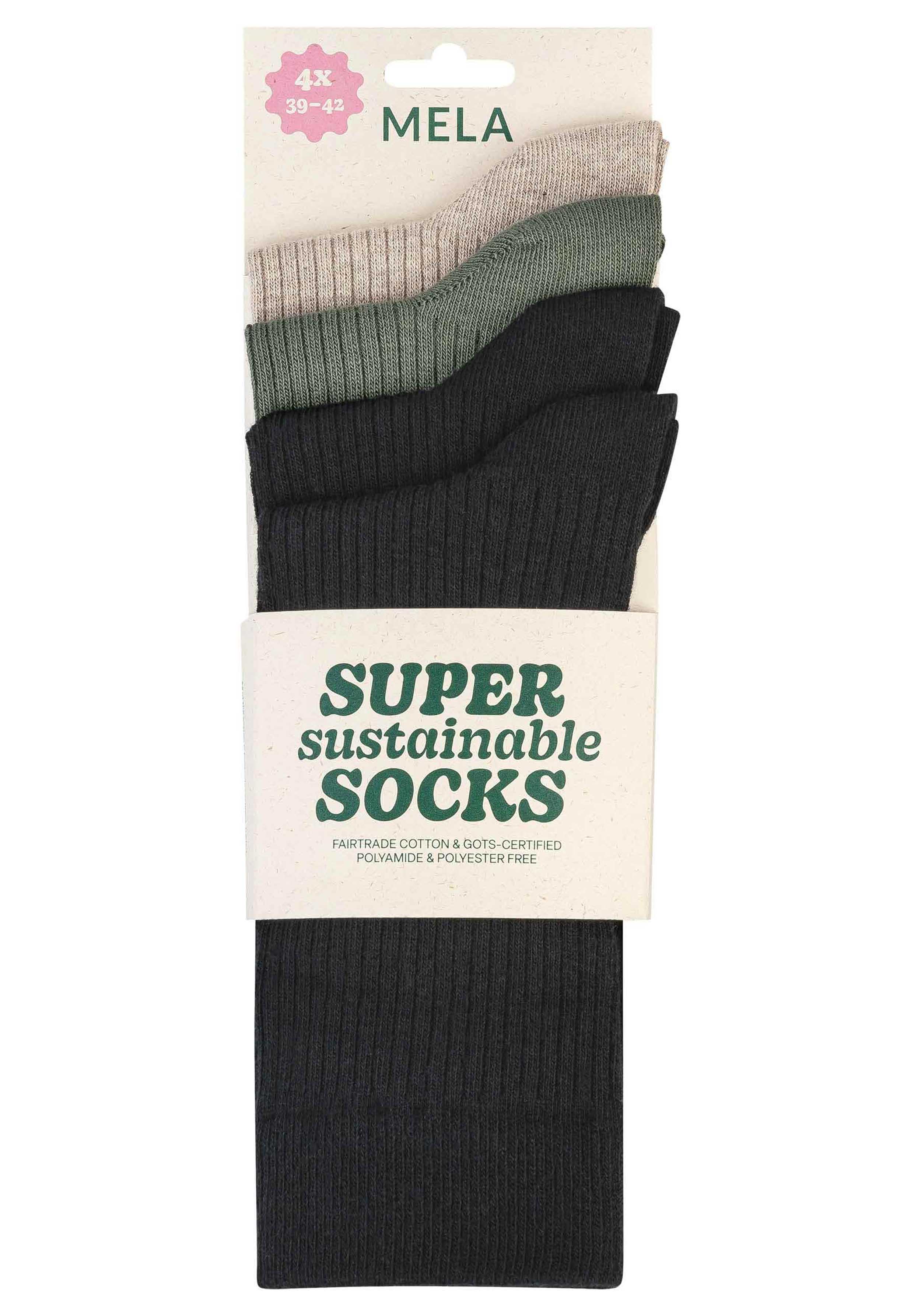 Mela 4er-Pack Socken Ribbed Mix Natural Dark