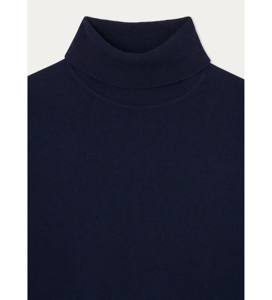 Hackett Jersey Merino Cash Mix Roll azul marinho