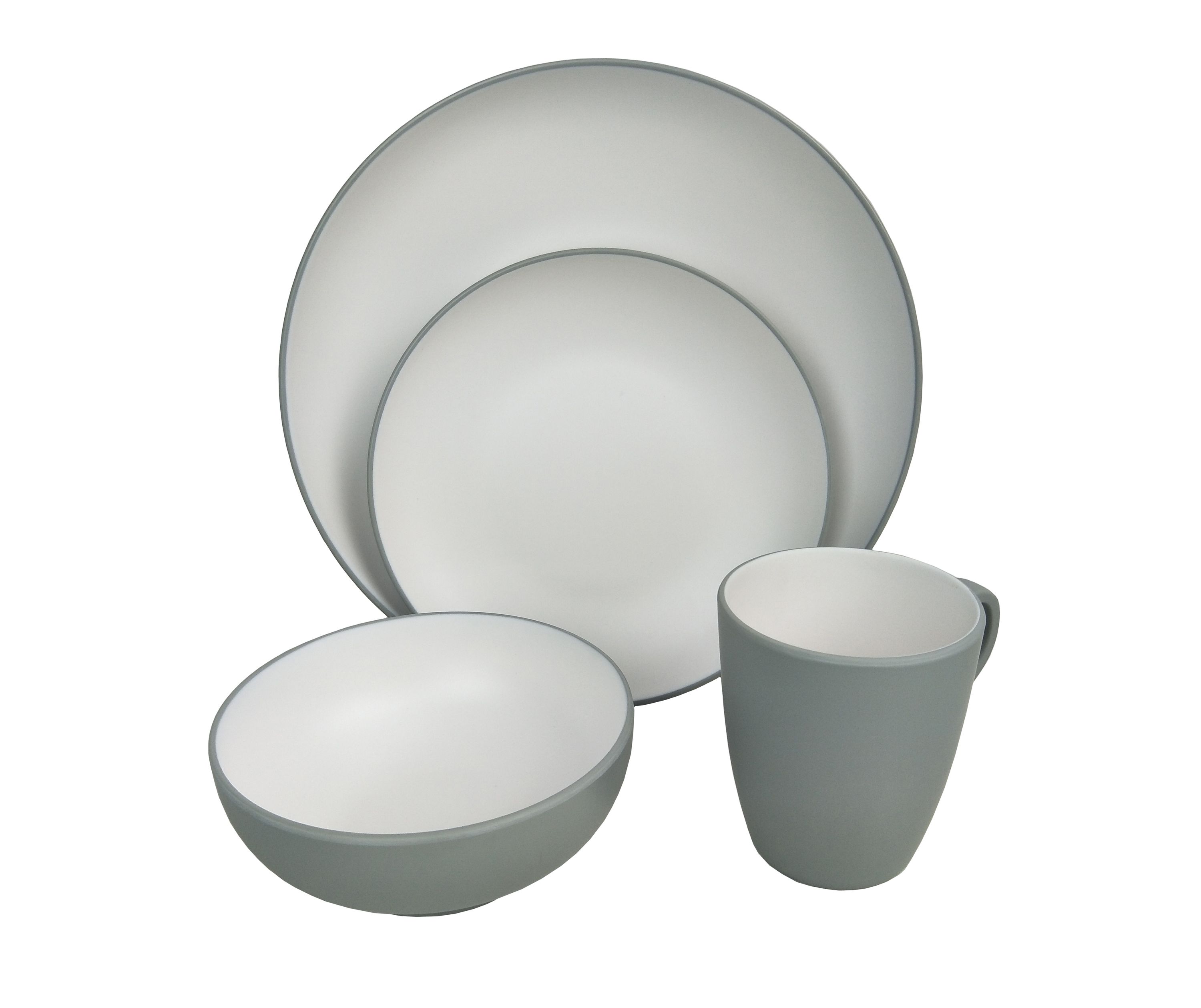 Geschirr-Set Melamin 16-teilig grau