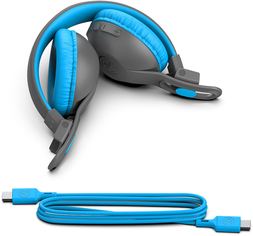 JBuddies Studio2 Kinder Bluetooth On-Ear Kopfhörer 85-95dB Begrenzte Lautstärke (IEUHBKSTU2RGRYBLU122) - Grau / Blau