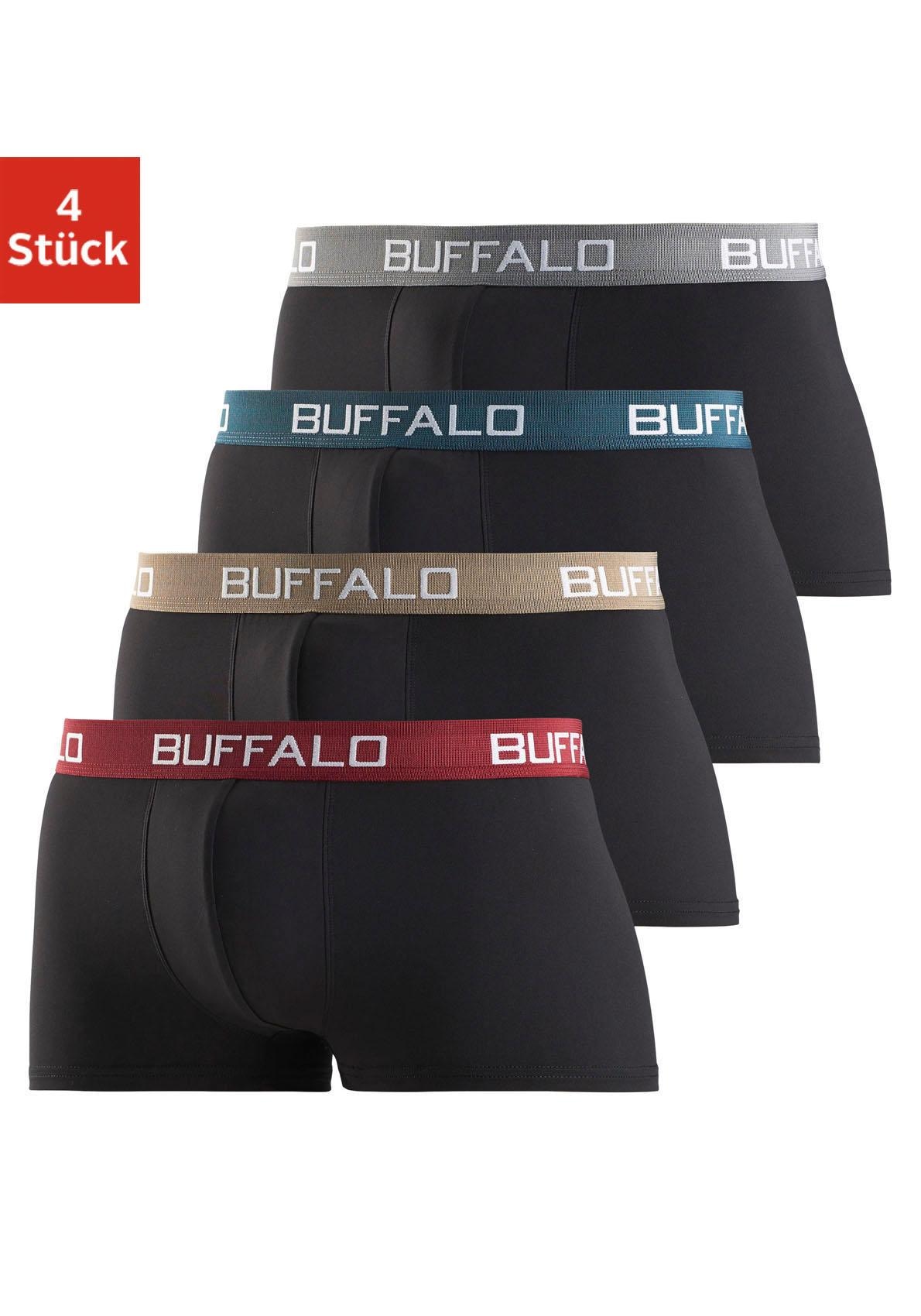 Buffalo Hipster, 4 Stk. knapp sitzende Boxershorts mit Kontrastbund aus Baumwollmischung