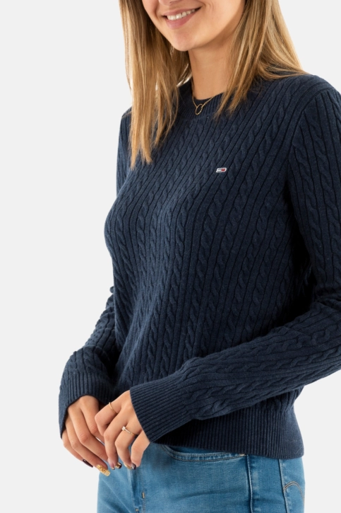 Pull hiver tommy jeans cable essential dro dark night navy melange