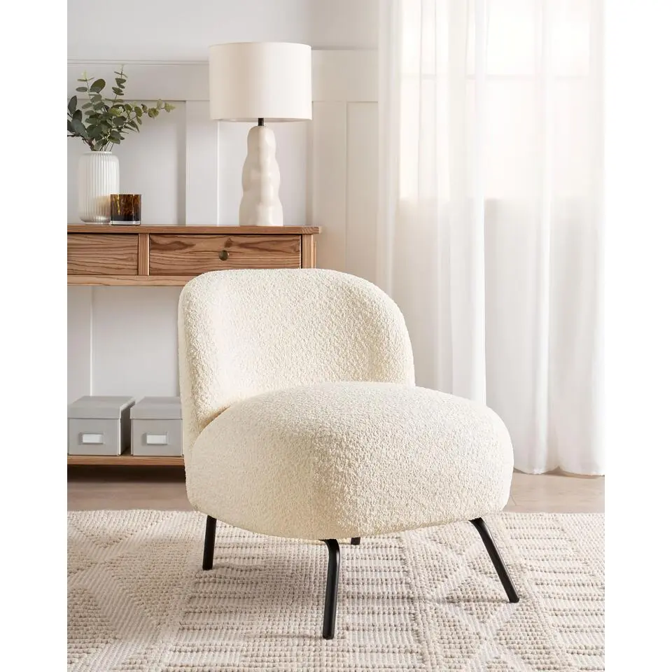 KUMLA - Fauteuil - Gebroken wit - Bouclé