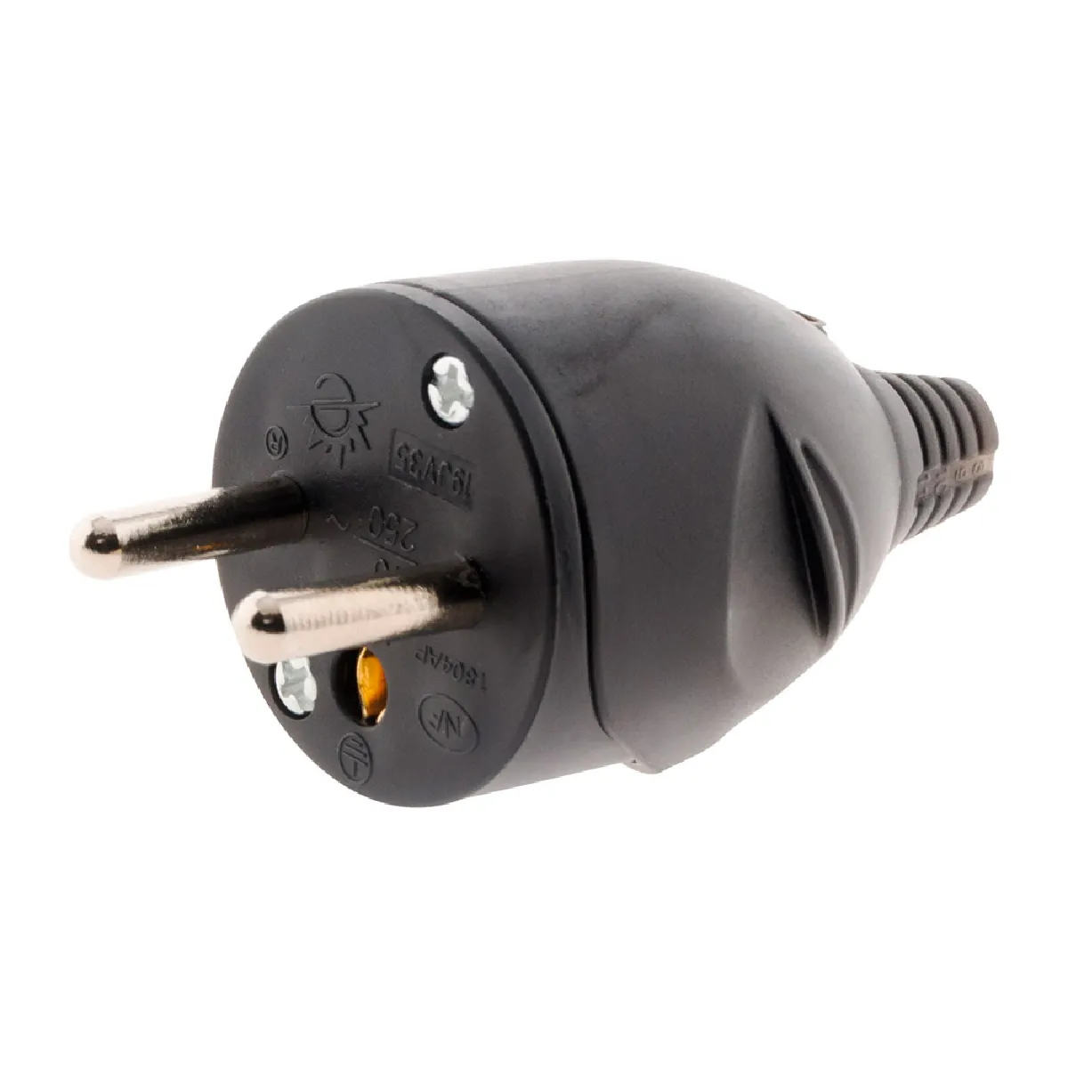 Zenitech Fiche mâle 16A 2P+T - Lot de 10 - Noir