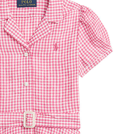 Polo Ralph Lauren Kleid - Gingham - Leinen - Pink/Weiß Kariert