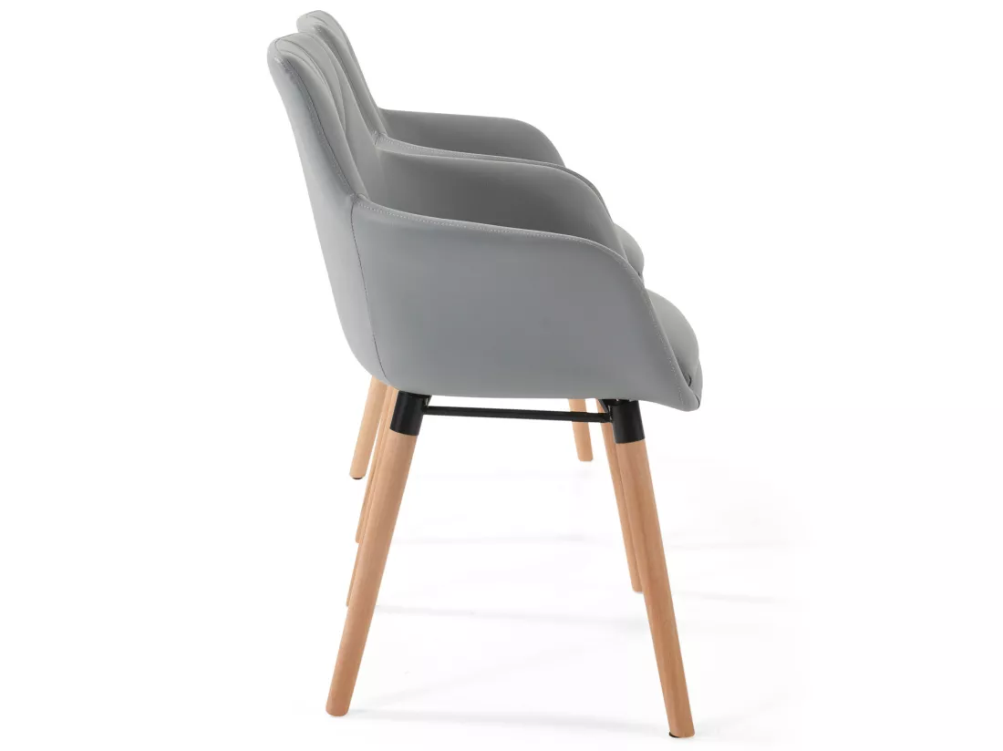 Bonnie | Ensemble de 2 chaises d'appoint rembourrées en PU gris