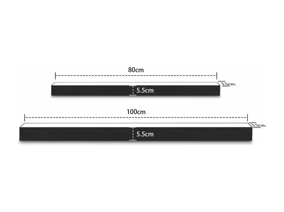 NETTLIFE Plafonnier LED Salon - Lampe 25W Noir Cuisine Long 80cm Panneau de Lampe Intensité Variable avec Télécommande Moderne pour Chambre Couloir