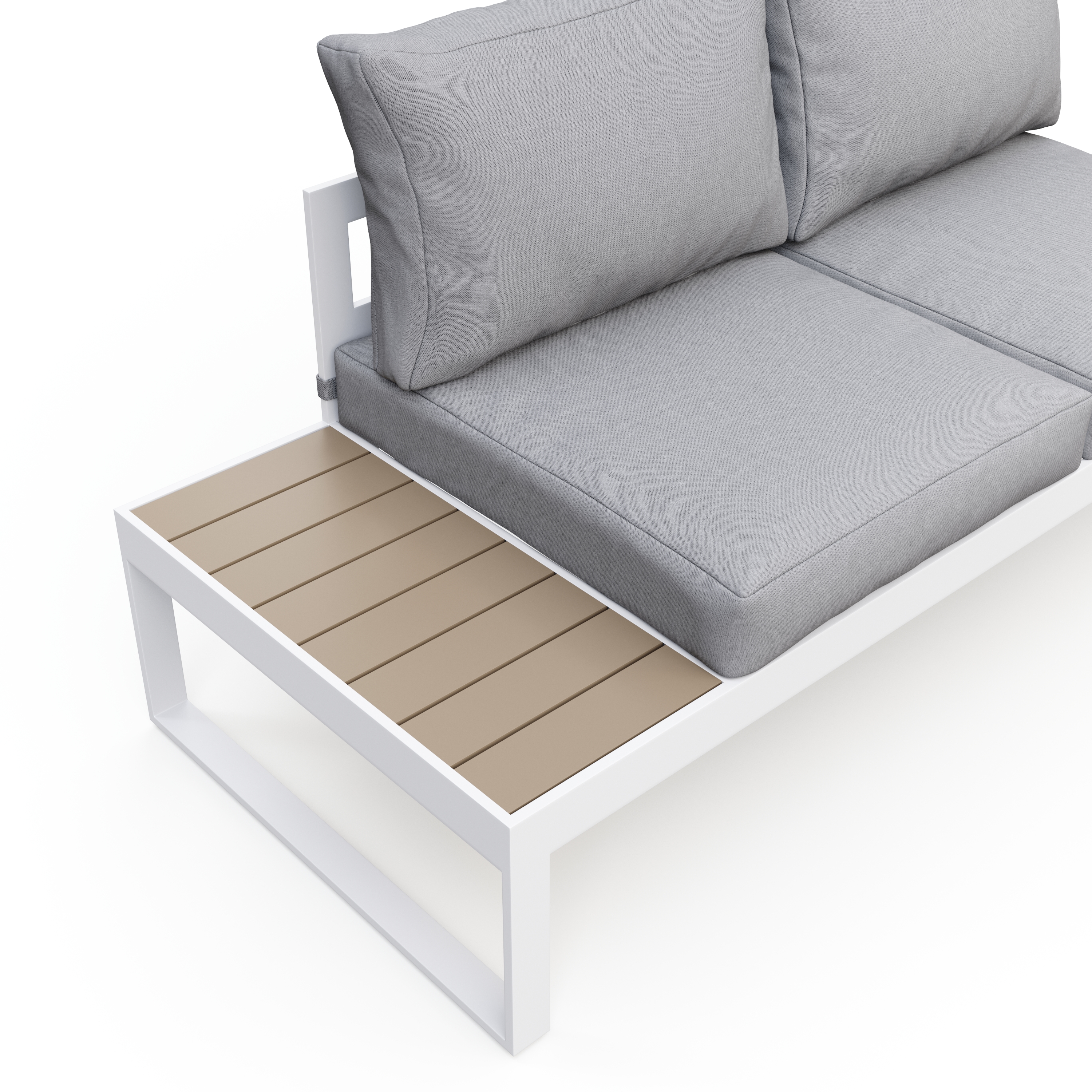Lounge CAMILA hellgrau/weiss/braun