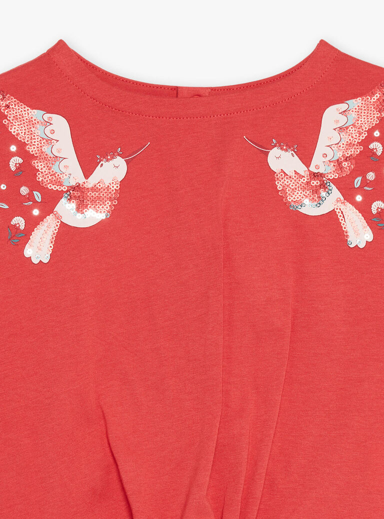 T-shirt coquelicot à manches courtes