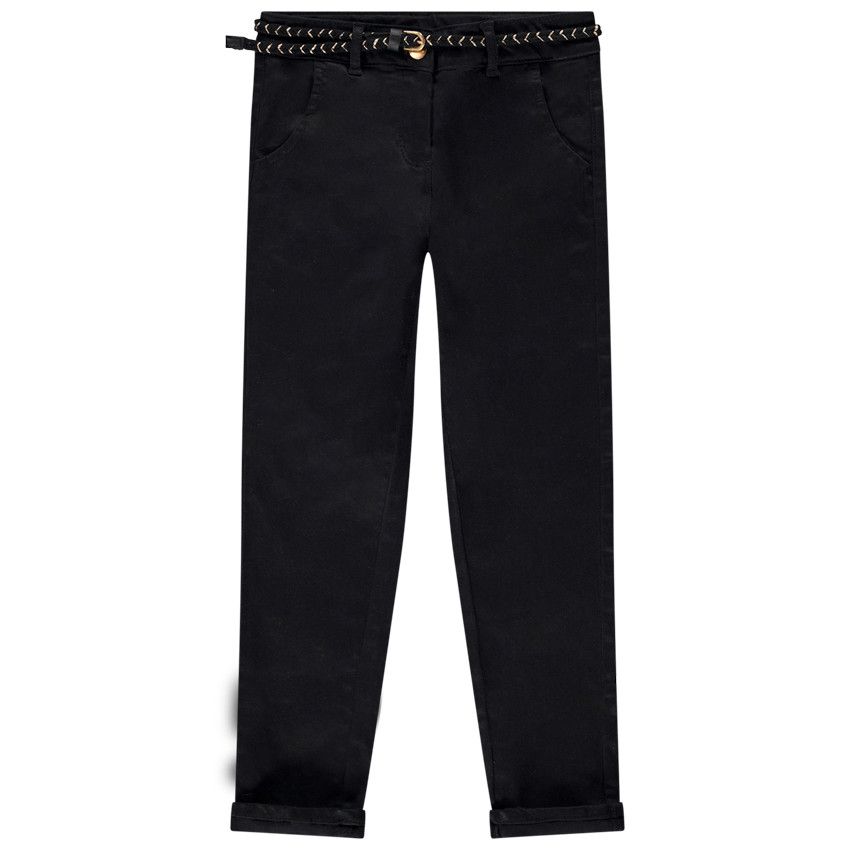 Pantalon slim + ceinture tressée amovible pour fille - Noir