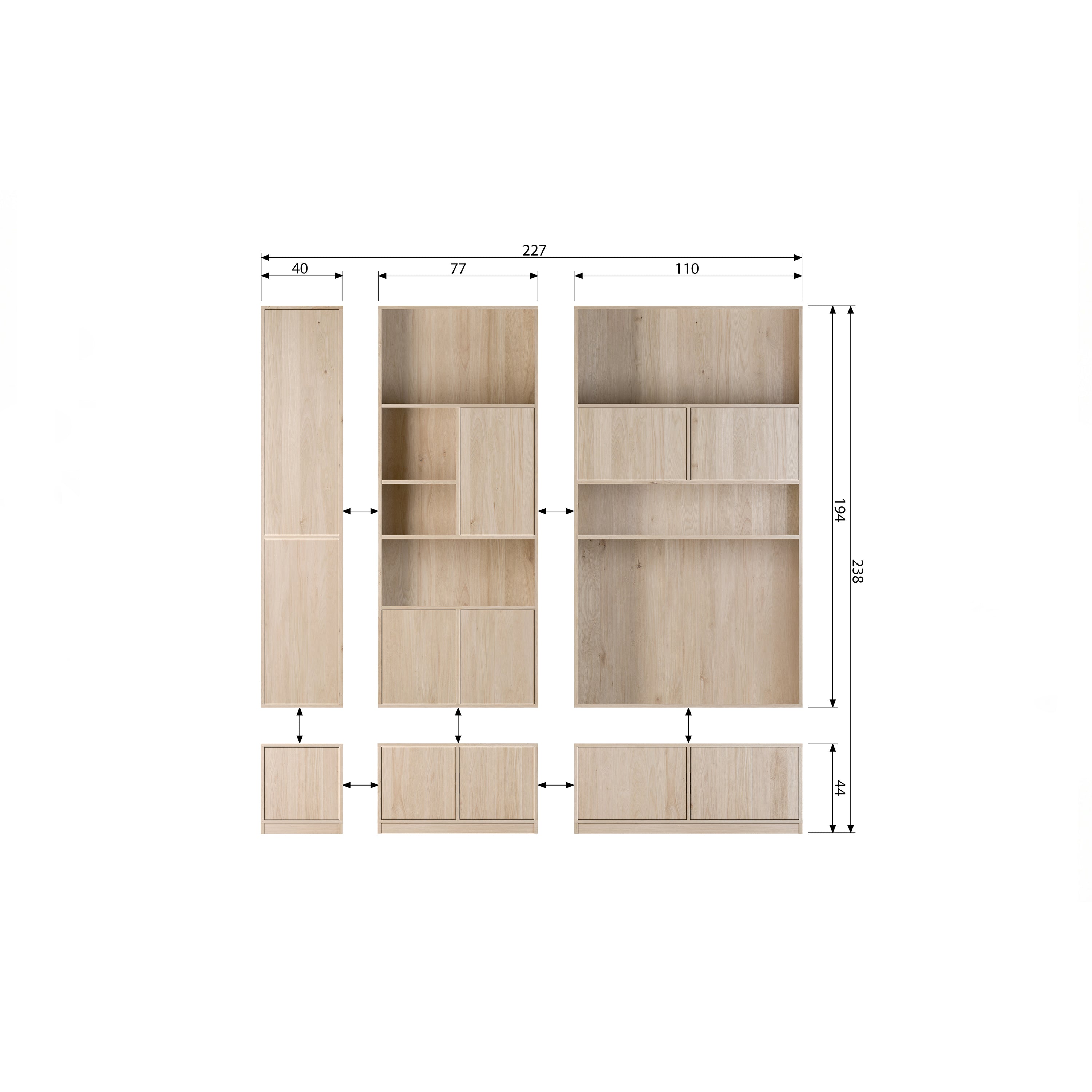 vtwonen Modulair Bovenkast Eikenhout Fineer - B 110 cm