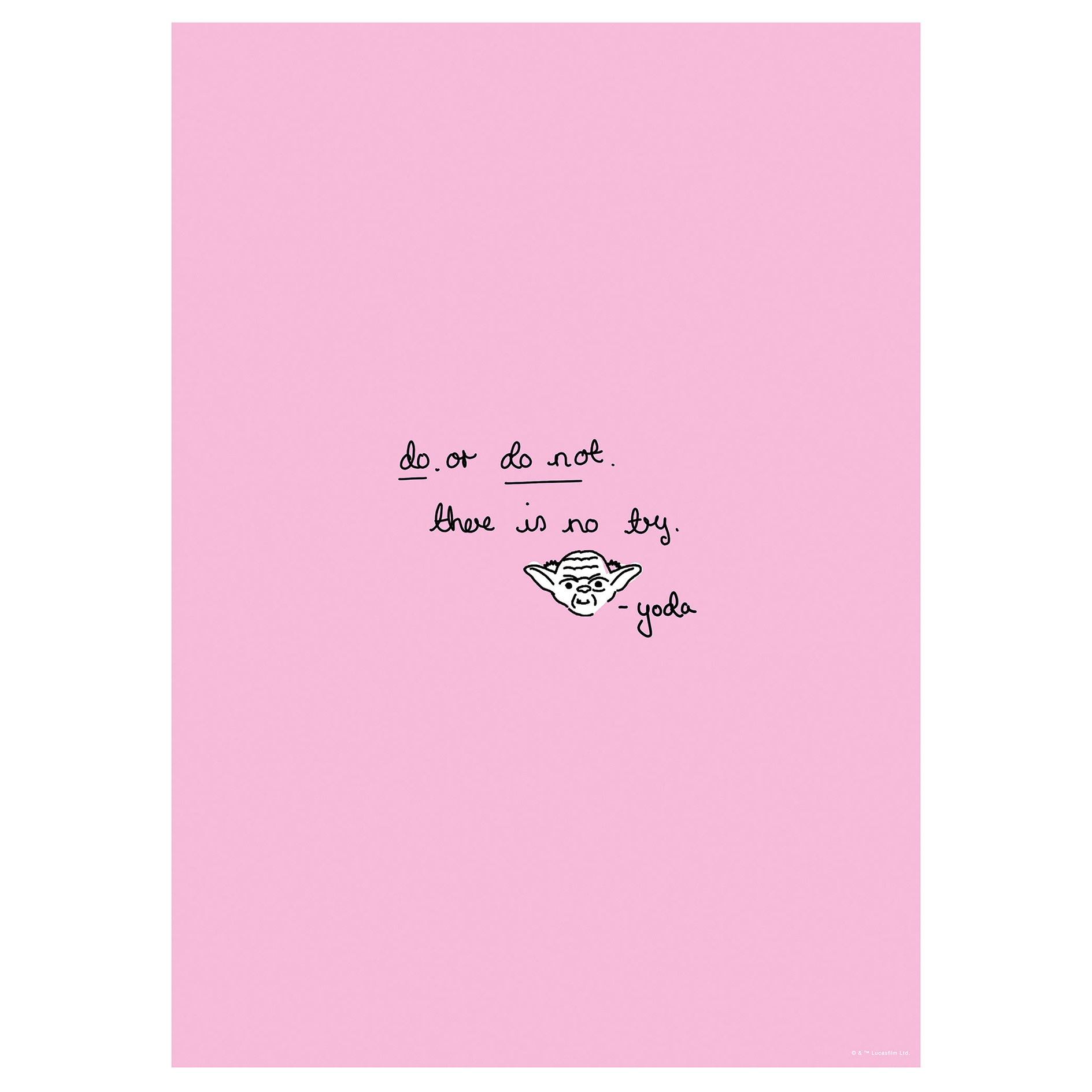 Wandbild STAR WARS QUOTE YODA CUTE - rosa - 50x70 cm