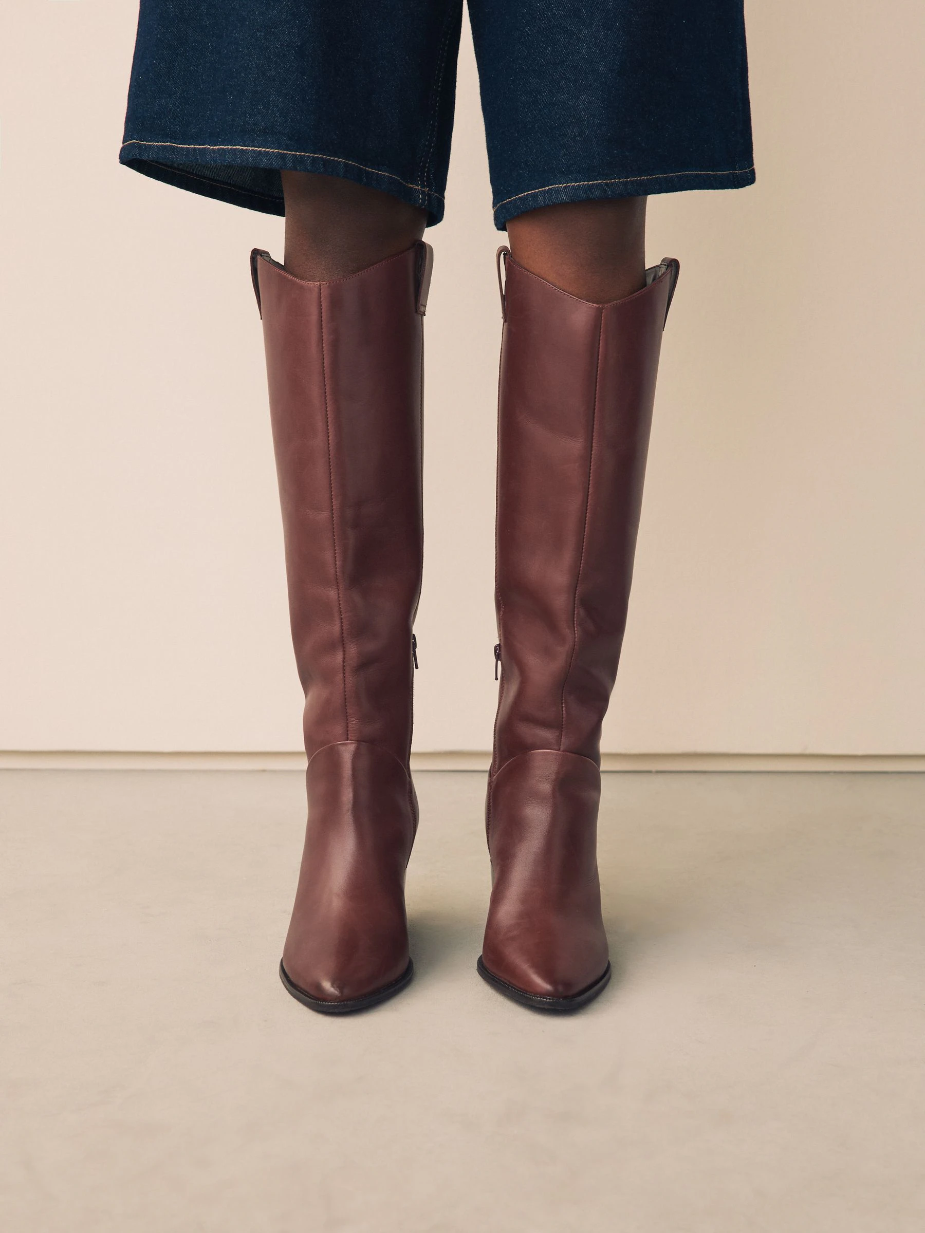 Bordeauxrood - Forever Comfort® Western Block Heel Knee High Boots