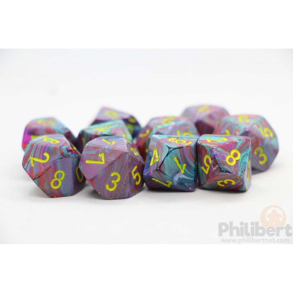 Set de 10 Dés 10 Faces Chessex : Festive
