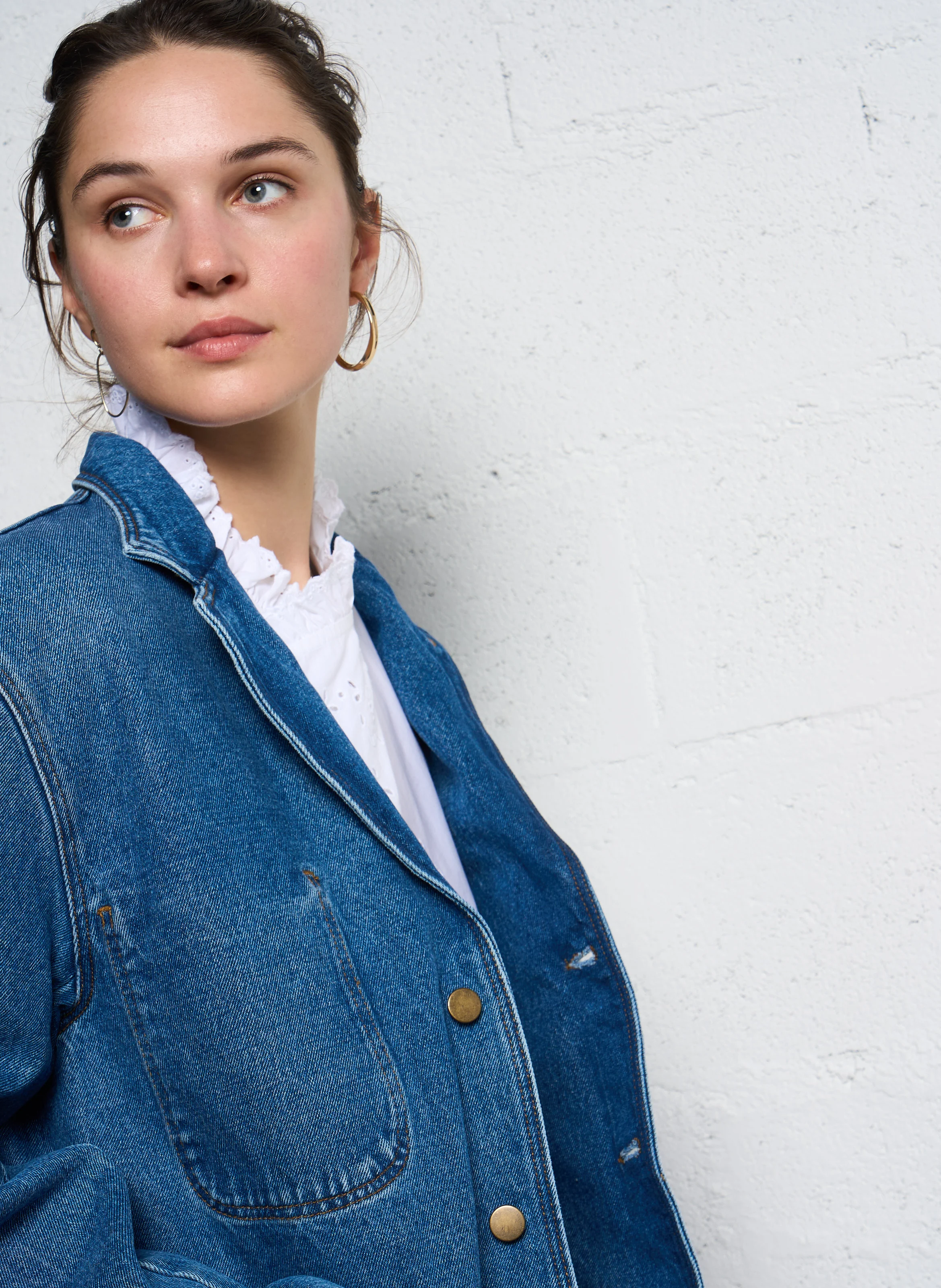 CHARLIZE - Veste oversize col tailleur en coton | Bleu