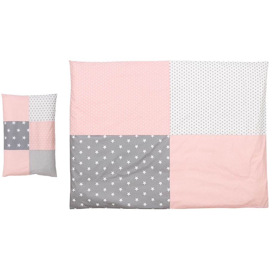 Ullenboom Kinder Bettwäsche-Set Rosa Grau 135 x 100 cm + 40 x 60 cm