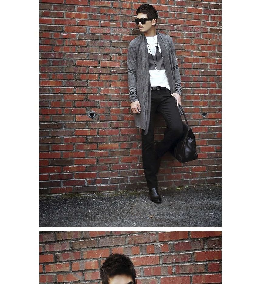 FORSETI - Effen lange cardigan met open voorkant